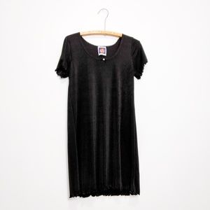 Slinky black short sleeved dress